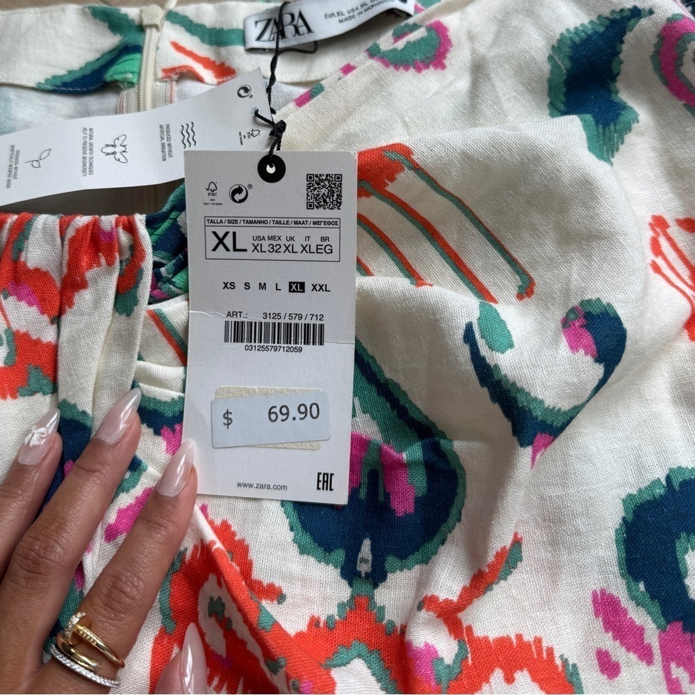 Zara Linen Blend Knotted Pareo Skirt - Picture 5 of 5